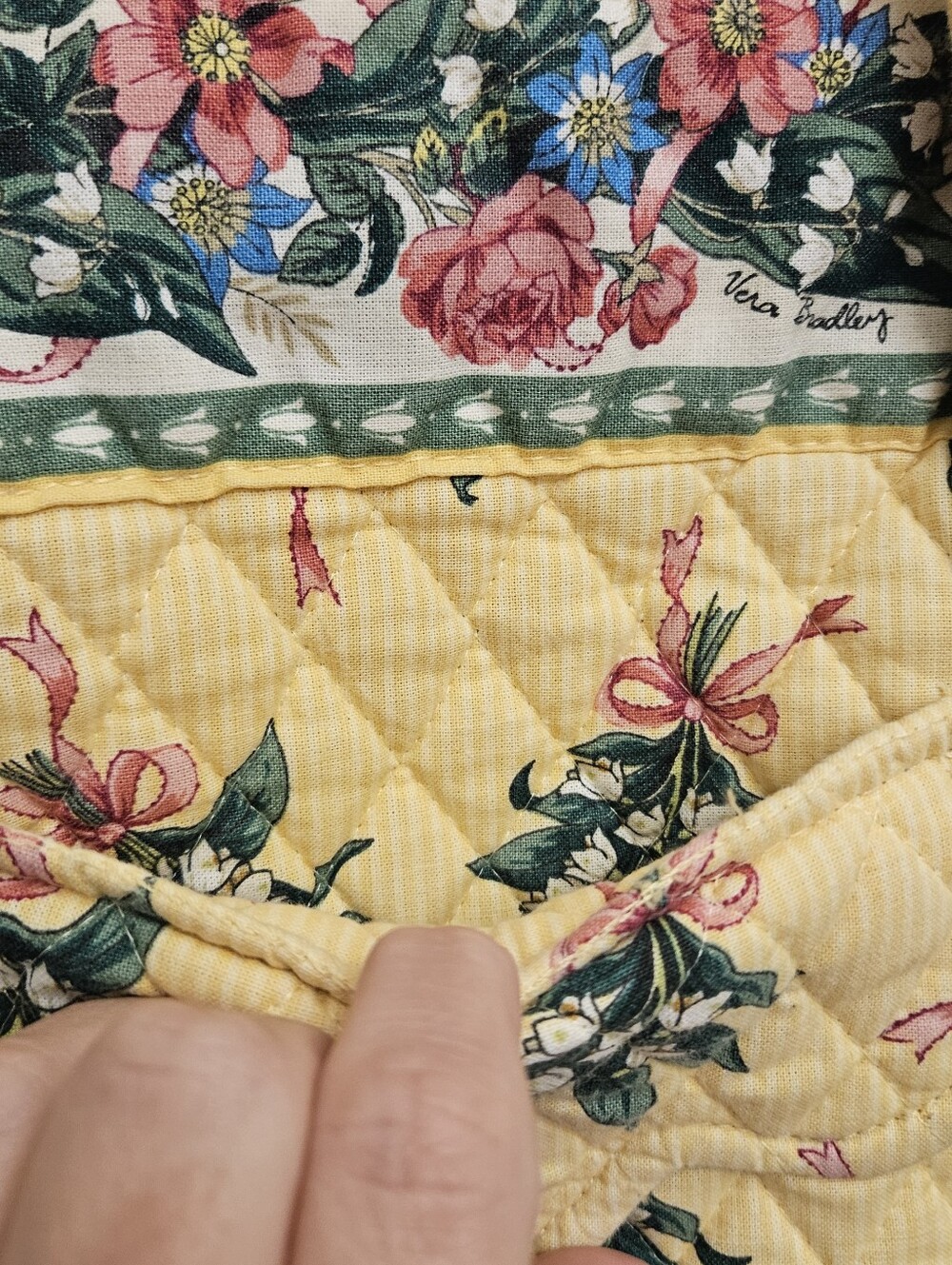 Vera Bradley Villager Hope Lily of the Valley Yellow Quilted Floral Tote Bag Vtg - Picture 9 of 16